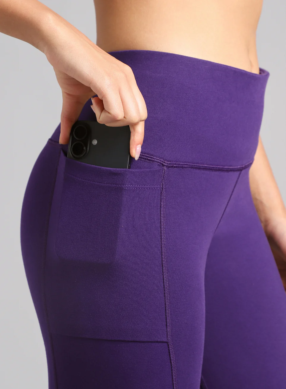 Women's Performance Cotton Purple Tights - Image 7