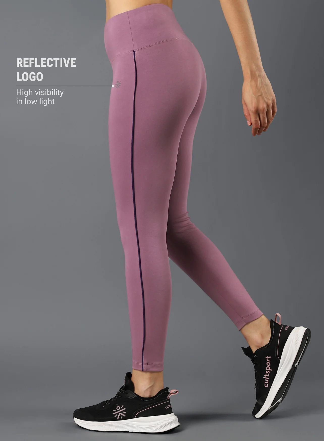 Women's Performance Cotton Purple Tights - Image 5