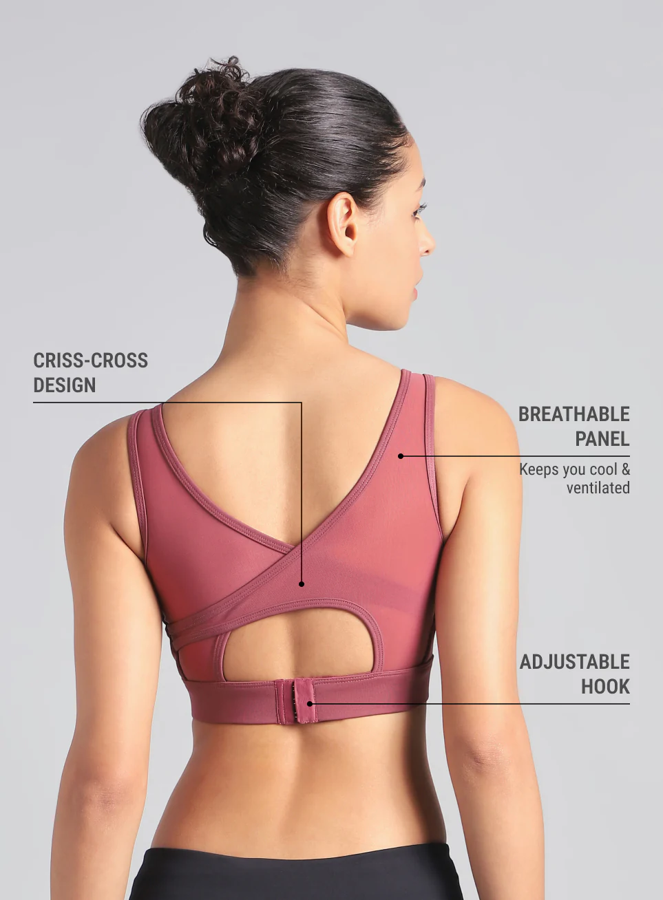 Women's Pink AOP Cross Over High Impact Bra - Image 6