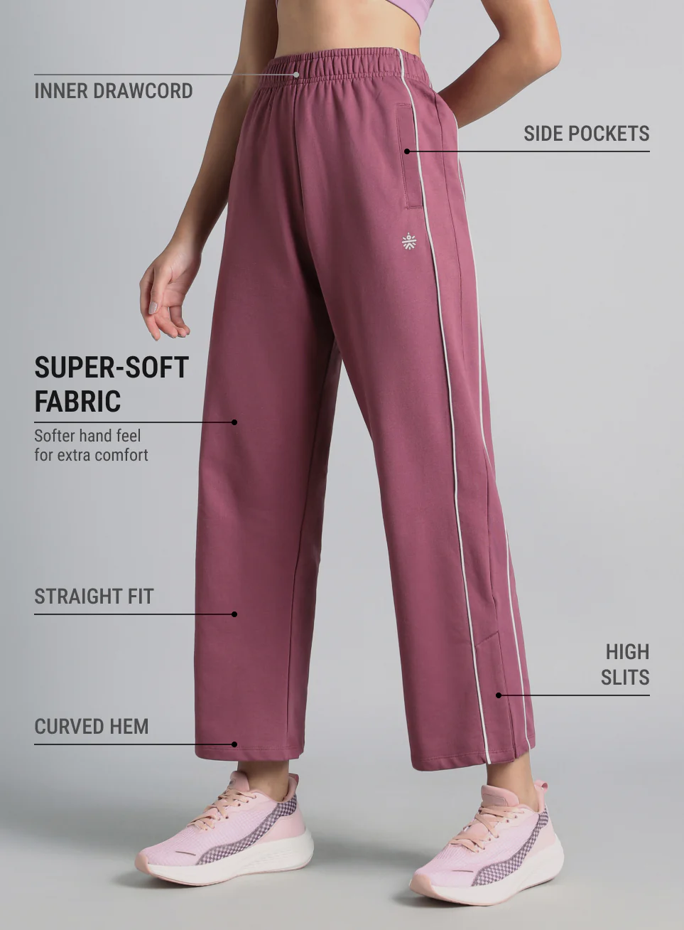 Women's Pink Community Straight Trackpants - Image 5