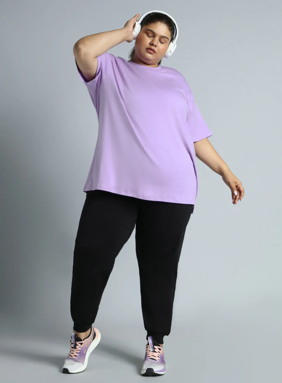 Women's Pink Cotton Plus Size Everyday Oversized Fit T-shirt - Image 2