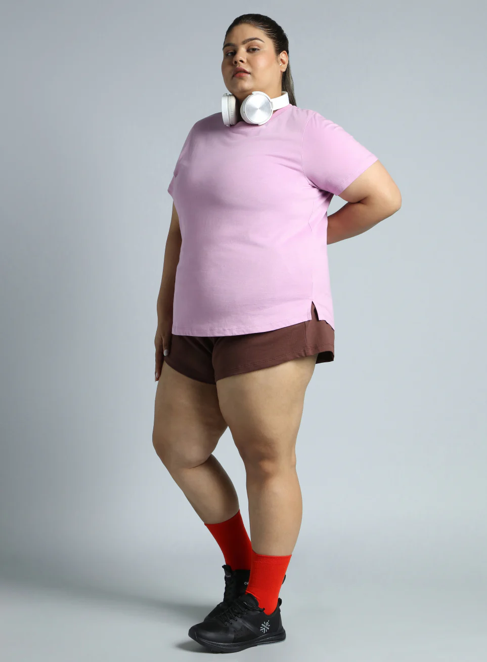 Women's Pink Cotton Plus Size Play Day Regular Fit T-shirt - Image 3