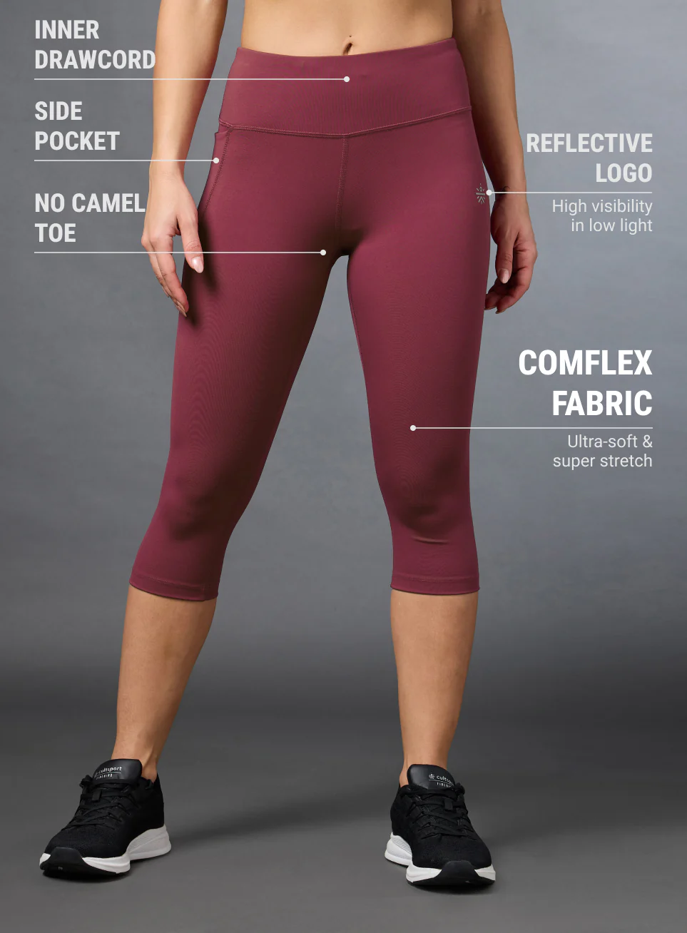 Women's Pink Cropped Performance COMFlex Tights - Image 4