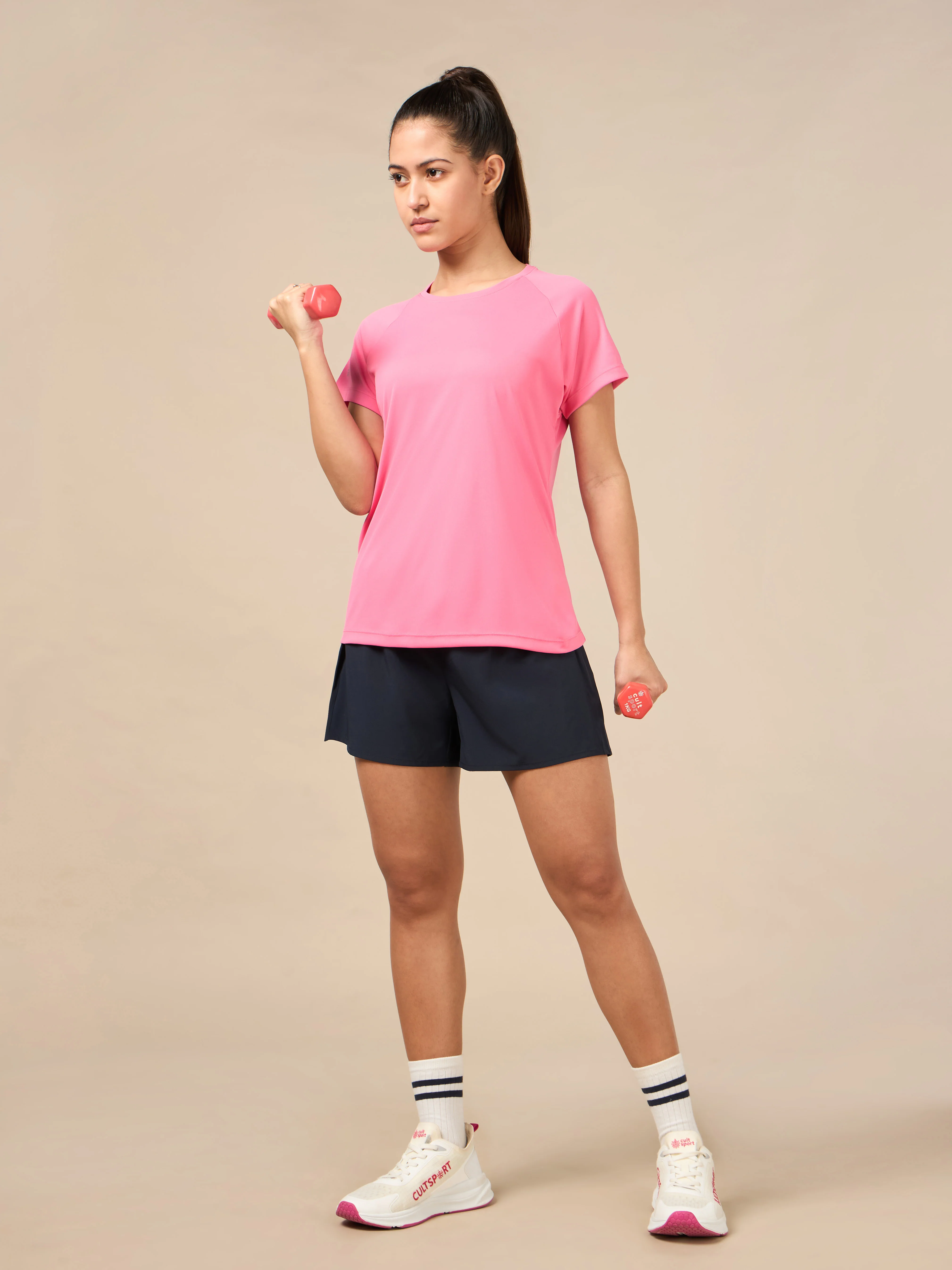 Women's Pink Cross Over Performance T-shirt - Image 2