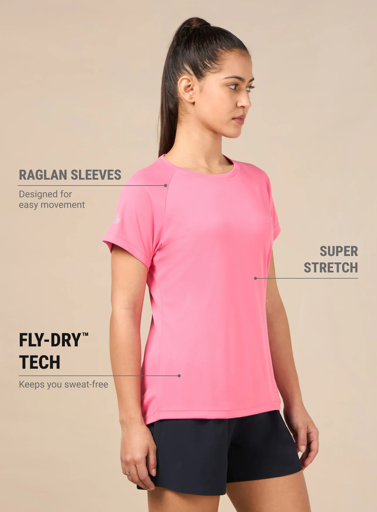 Women's Pink Cross Over Performance T-shirt - Image 5
