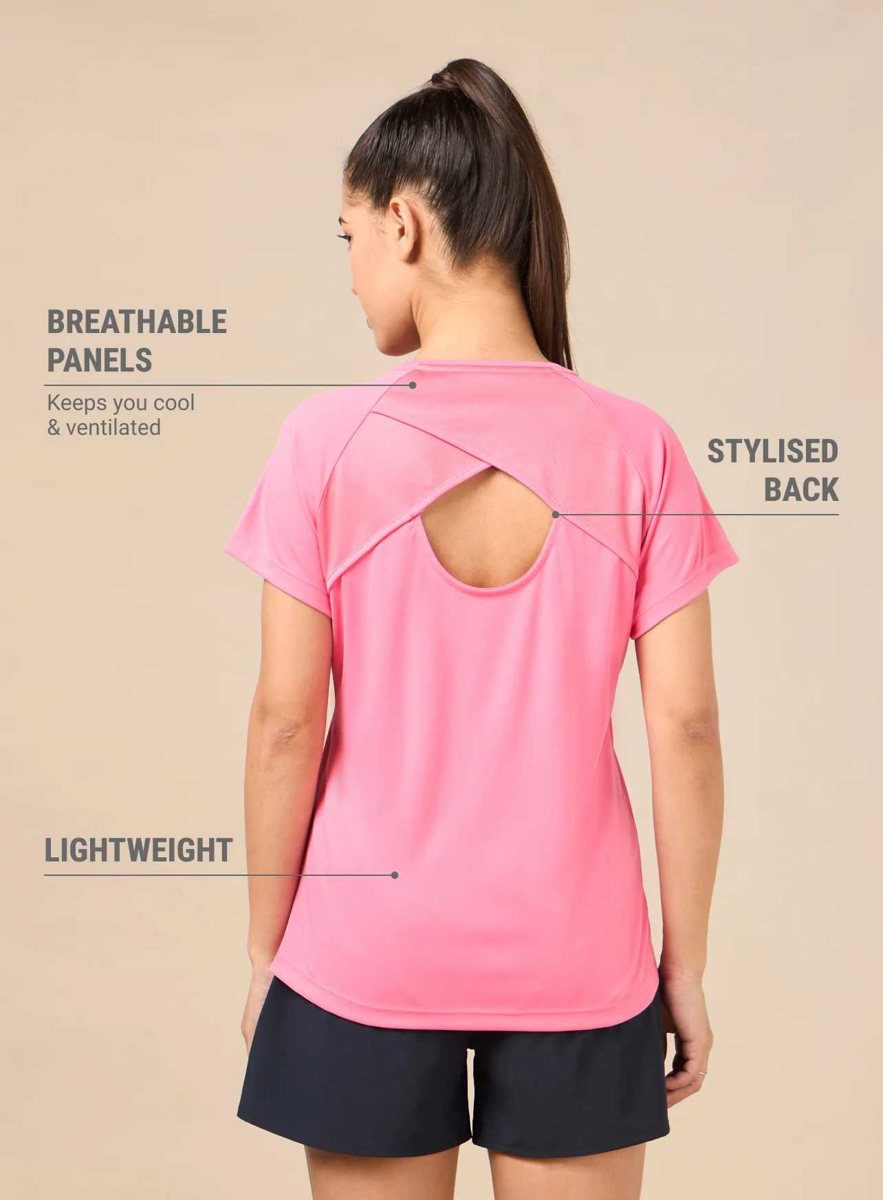 Women's Pink Cross Over Performance T-shirt - Image 6