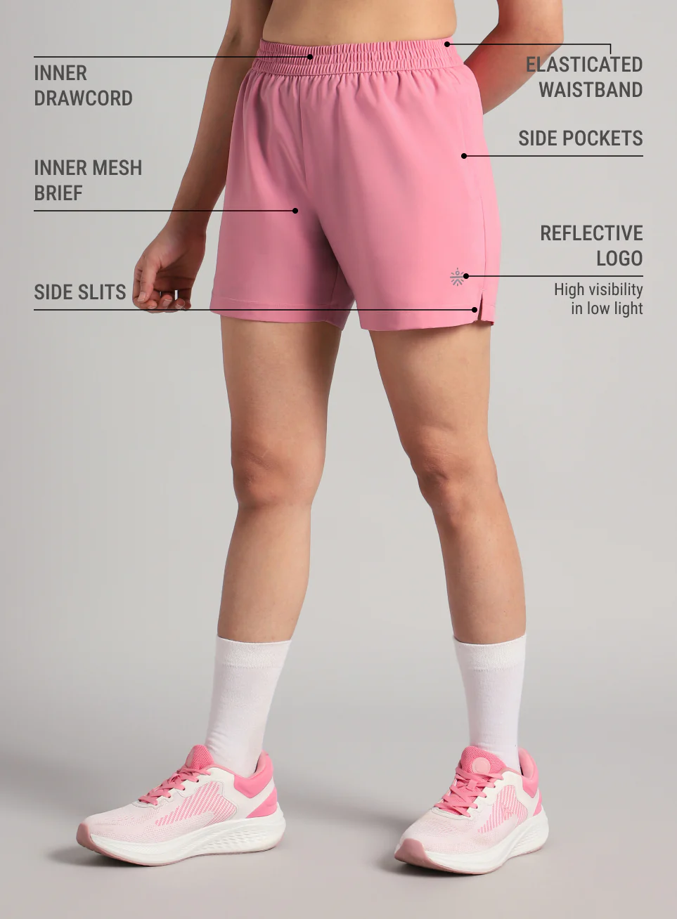 Women's Pink Elevated Run Shorts - Image 5