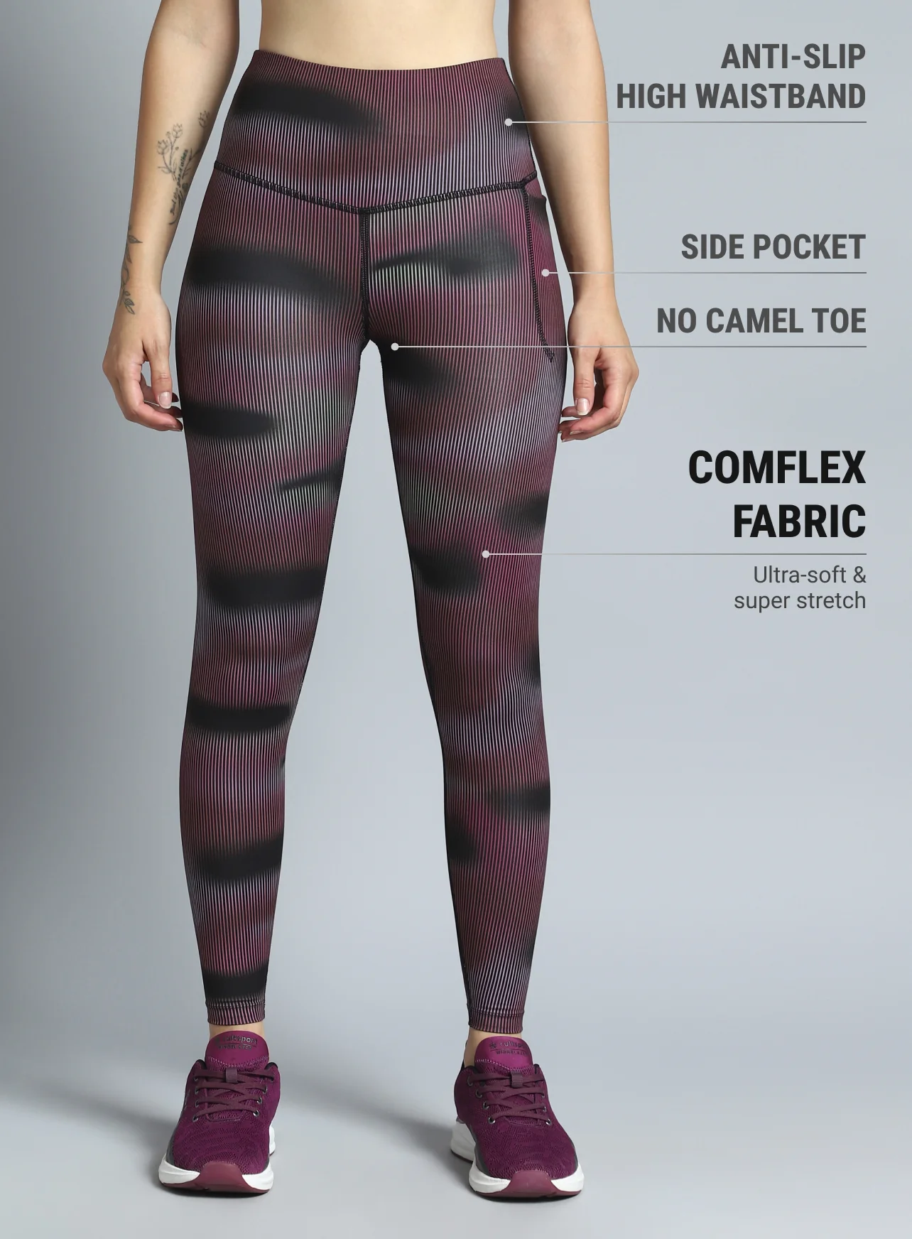 Women's Pink Energy Map All Over Print COMFlex Tights - Image 4