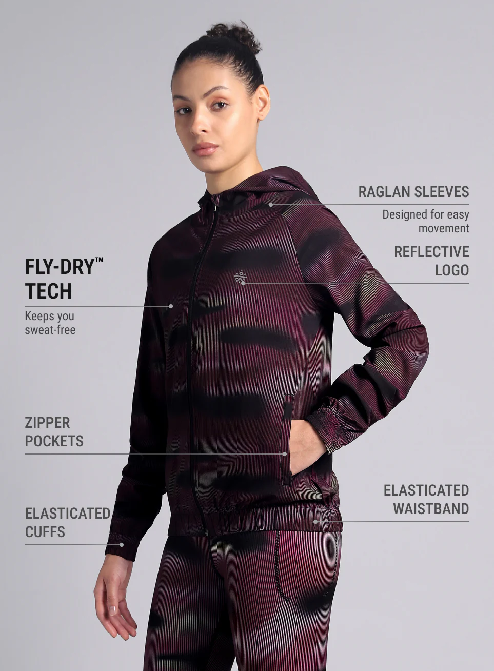Women's Pink Energy Map All Over Print Lightweight Jacket - Image 5