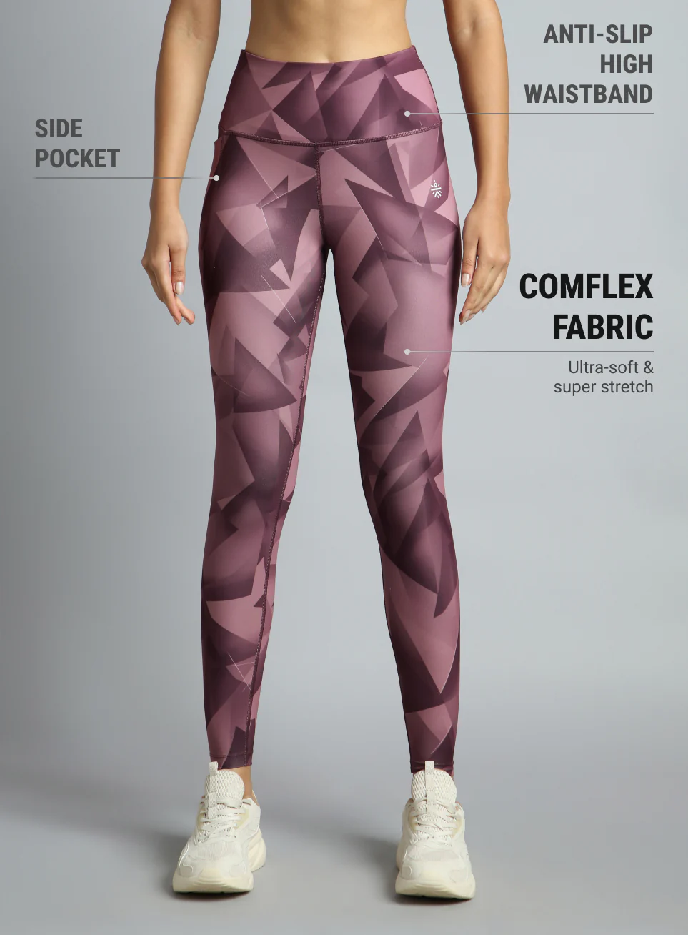 Women's Pink Feel the Beat Printed Tights - Image 4