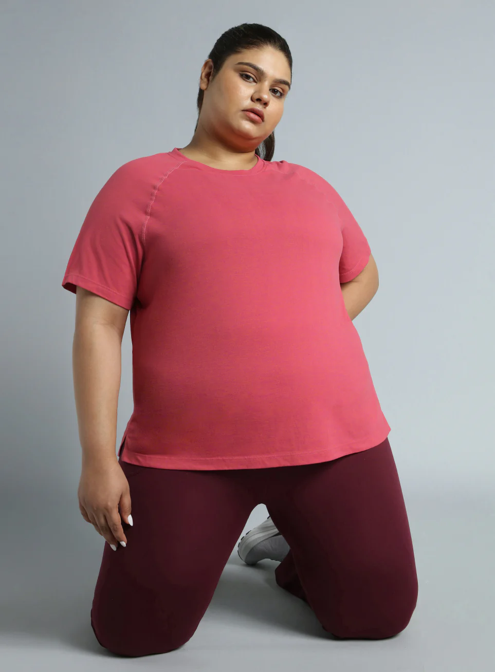 Women's Pink Flex Plus Size COMFORtech Regular Fit T-shirt - Image 2
