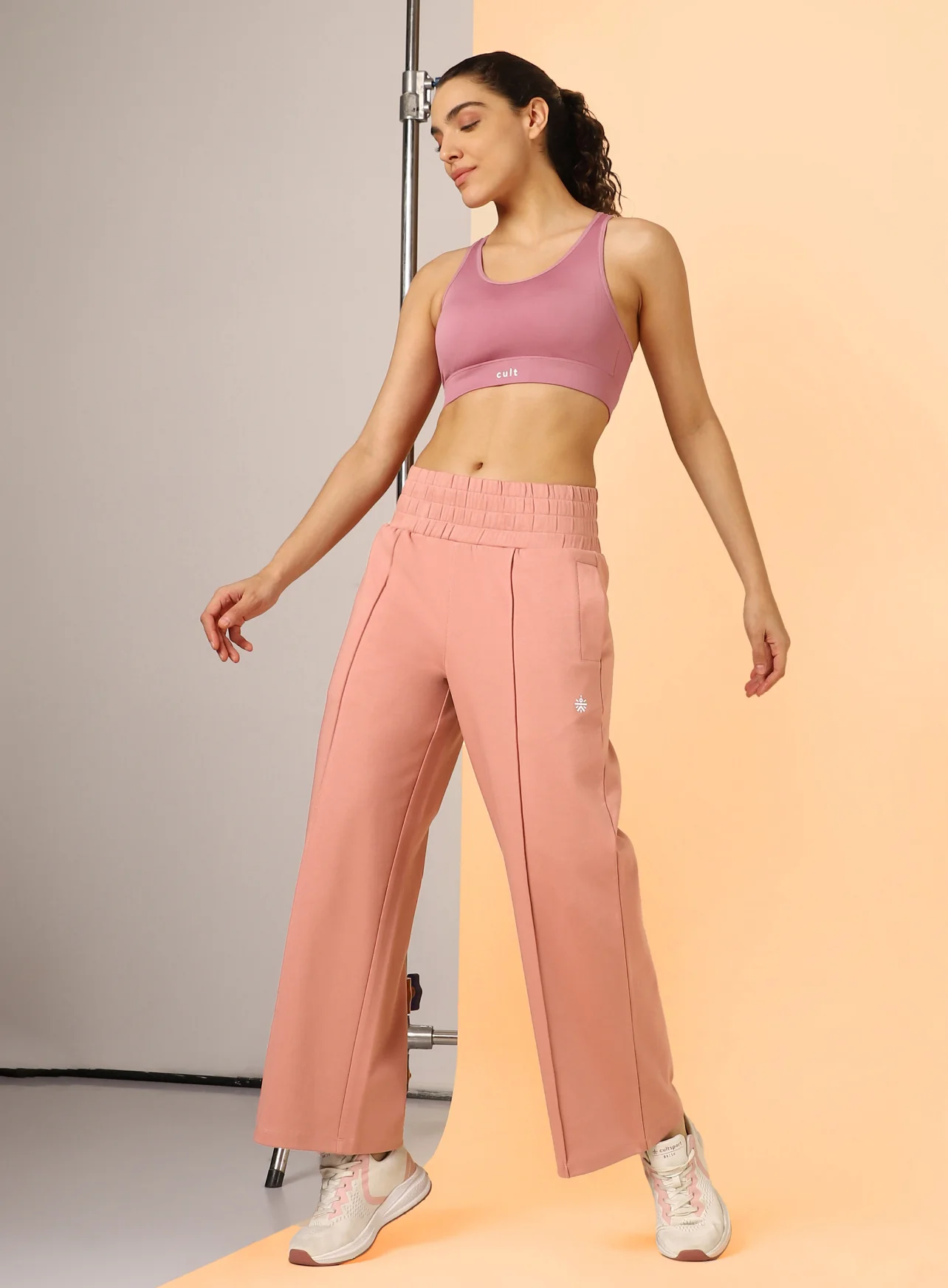 Women's Pink Flex Premium Wide Leg High Waist Pants - Image 2