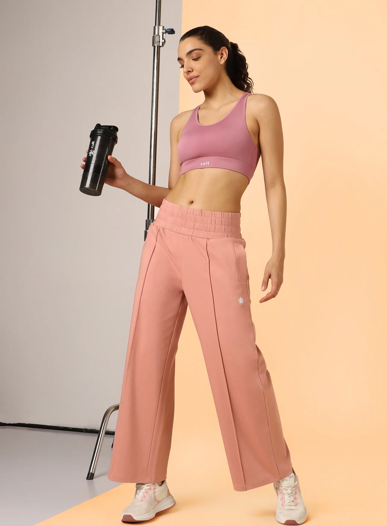 Women's Pink Flex Premium Wide Leg High Waist Pants - Image 3