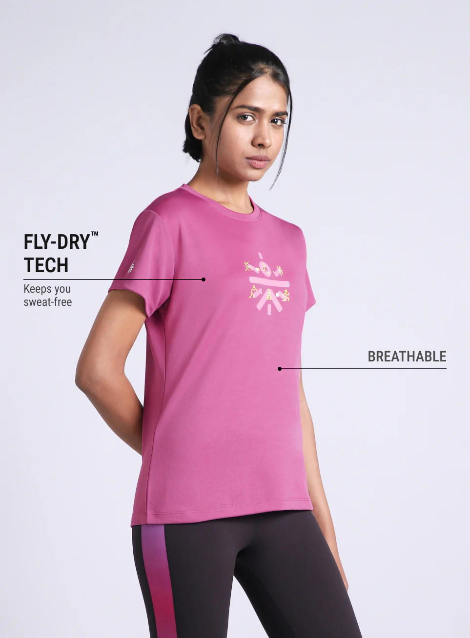 Women's Pink Graphic Play Performance T-shirt - Image 5