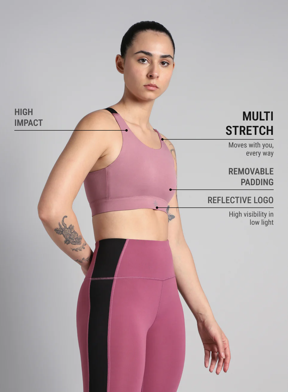 Women's Pink High Impact Running Bra - Image 5