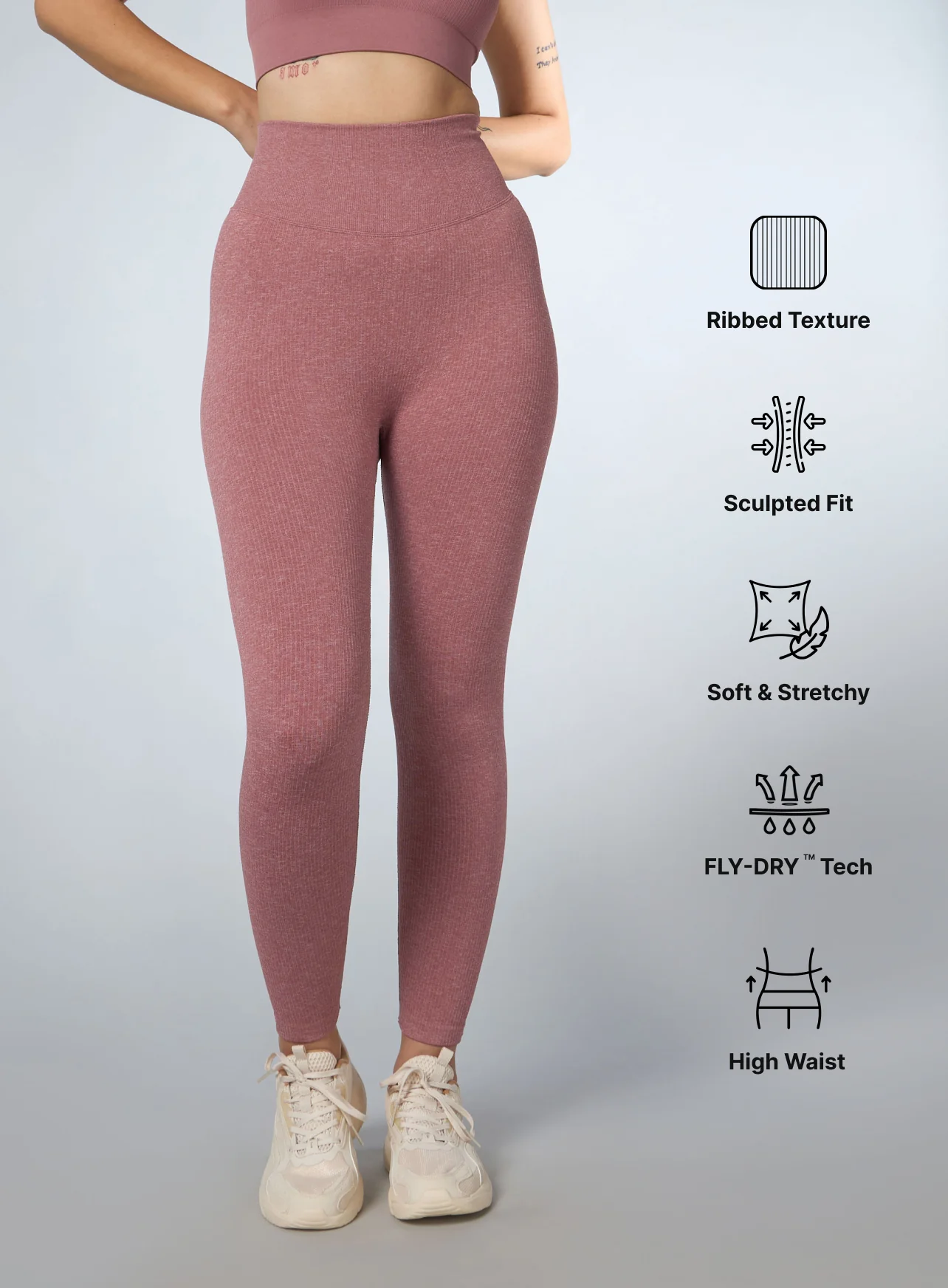 Women's Pink Kinetic Seamless Tights - Image 4