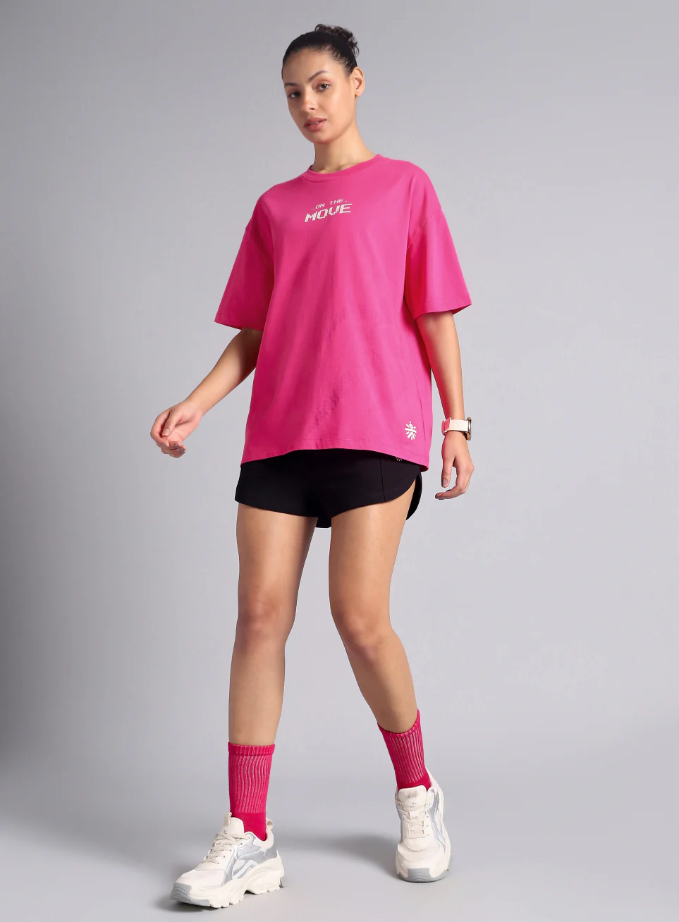 Women's Pink On The Move Graphic Oversized Fit T-shirt - Image 2