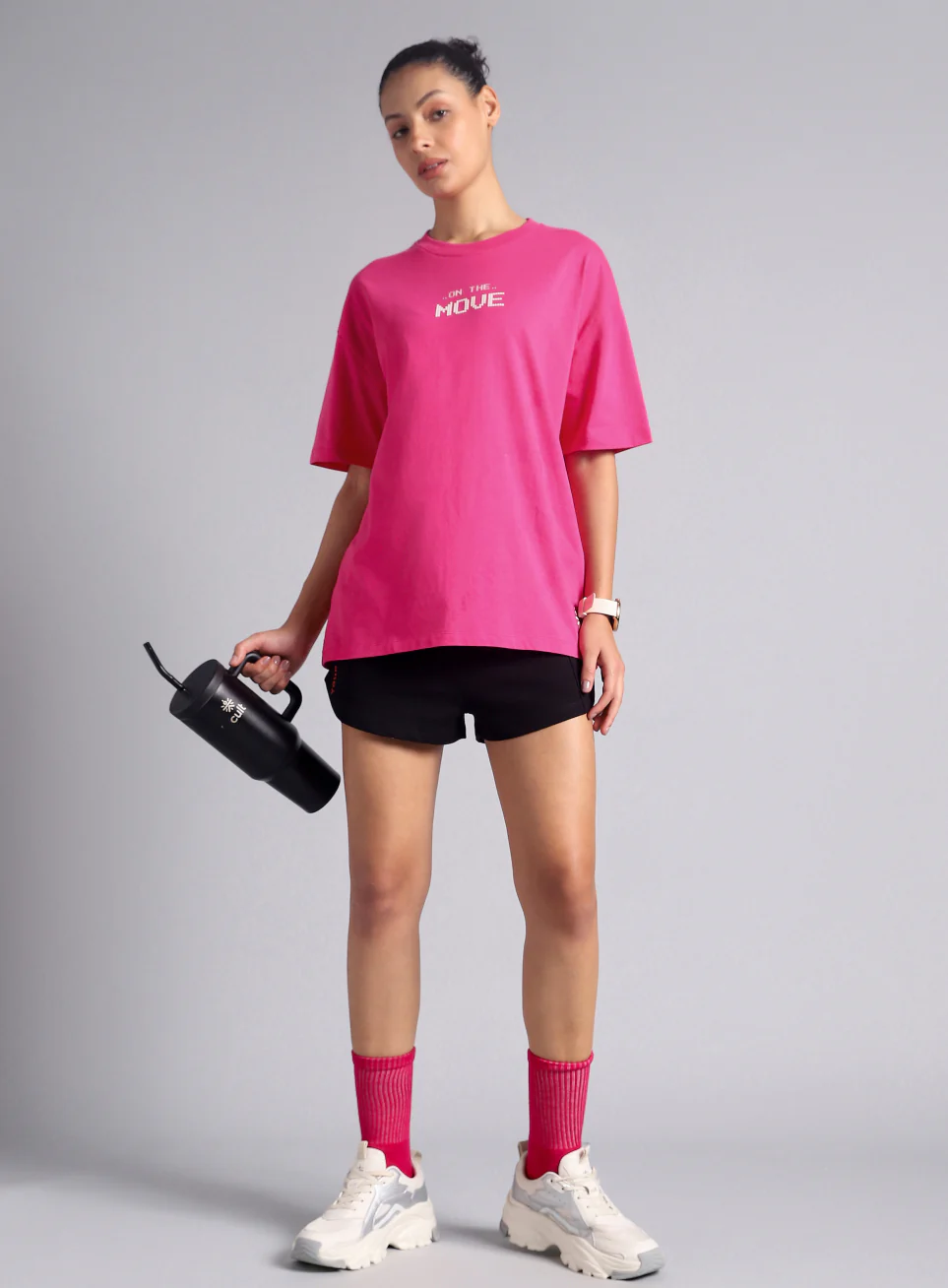 Women's Pink On The Move Graphic Oversized Fit T-shirt - Image 3