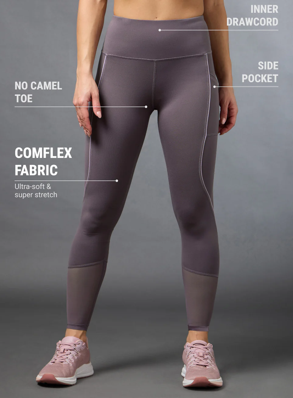 Women's Pink Pace Up Running COMFlex Tights - Image 4