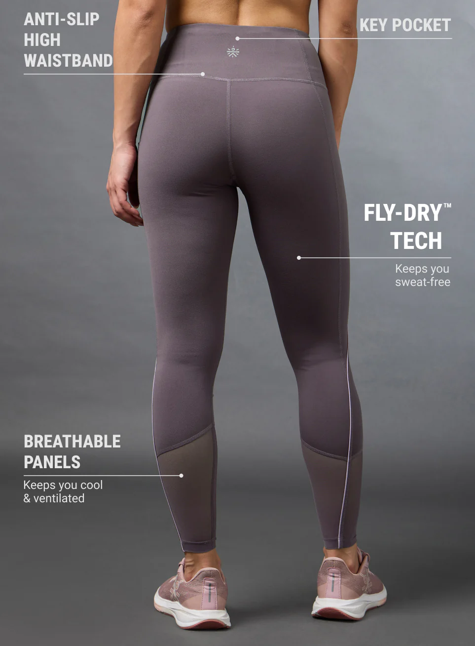 Women's Pink Pace Up Running COMFlex Tights - Image 6