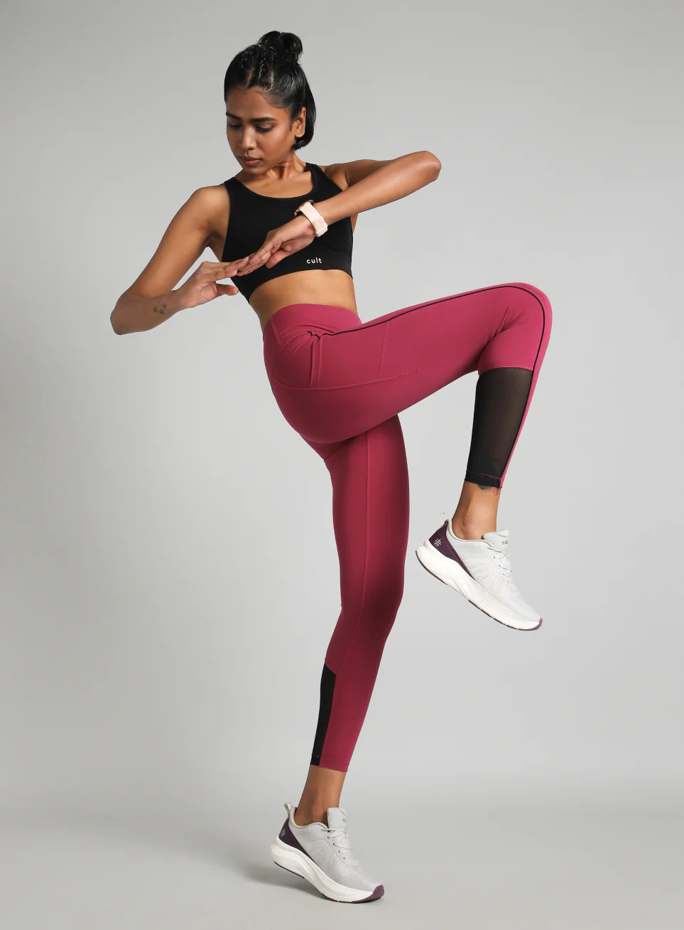 Women's Pink Pace Up Running COMFlex Tights - Image 3