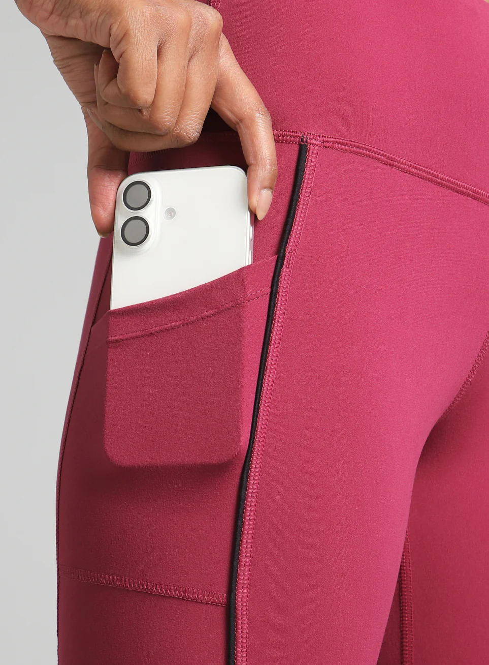 Women's Pink Pace Up Running COMFlex Tights - Image 8