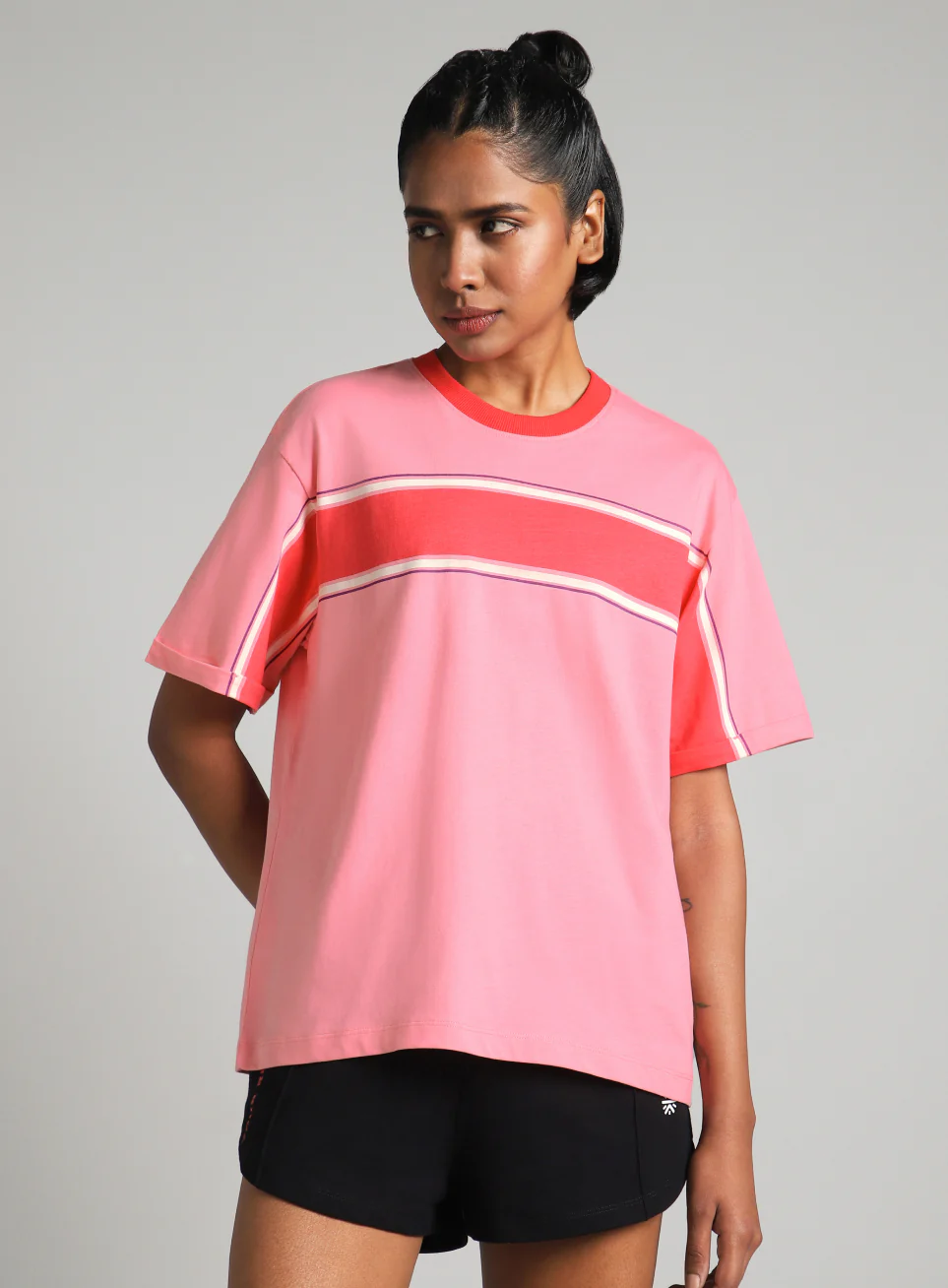 Women's Pink Pop Block Playful Relaxed Fit T-shirt - Image 4