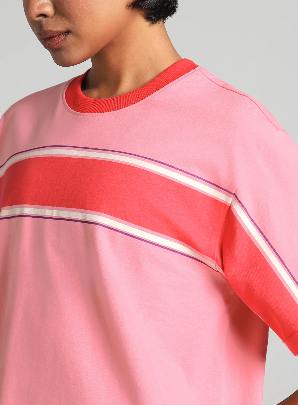 Women's Pink Pop Block Playful Relaxed Fit T-shirt - Image 7
