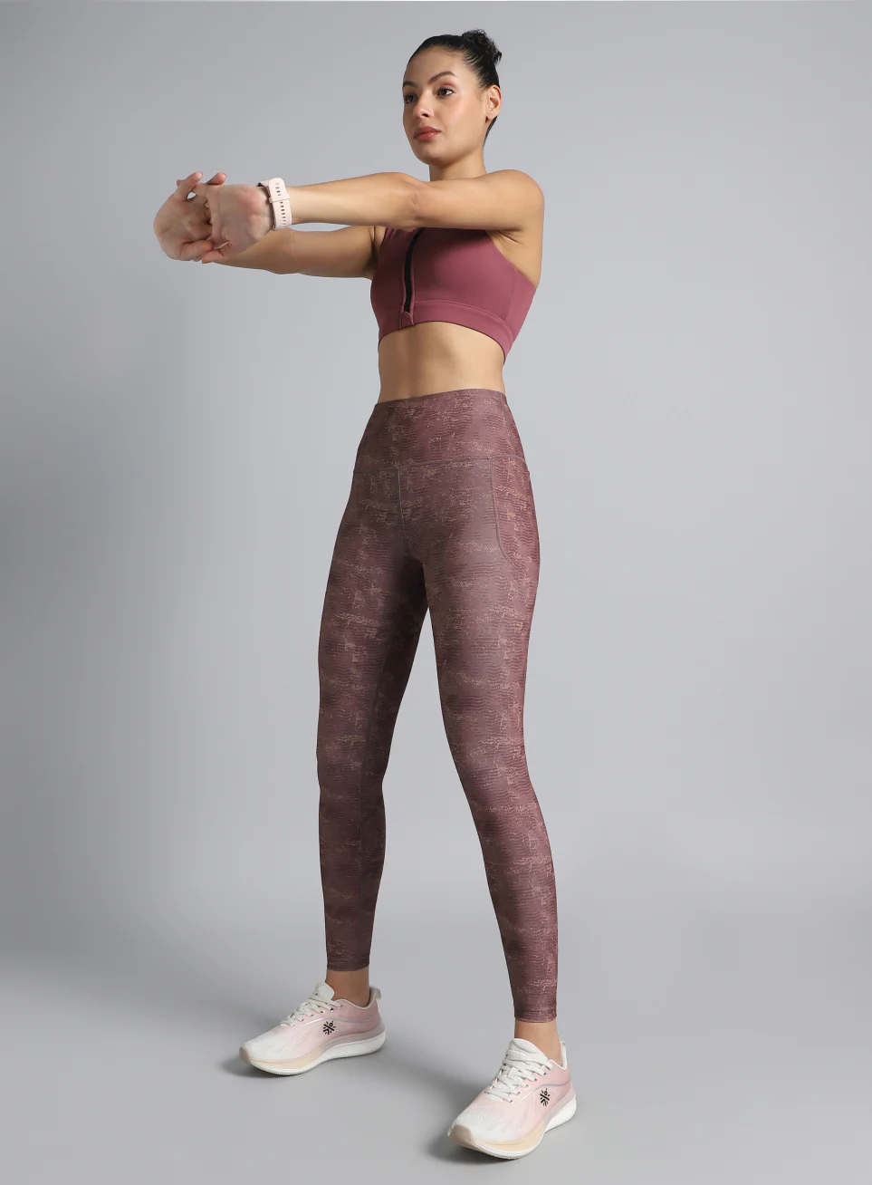 Women's Pink Printed Train All Day COMFlex Tights - Image 2