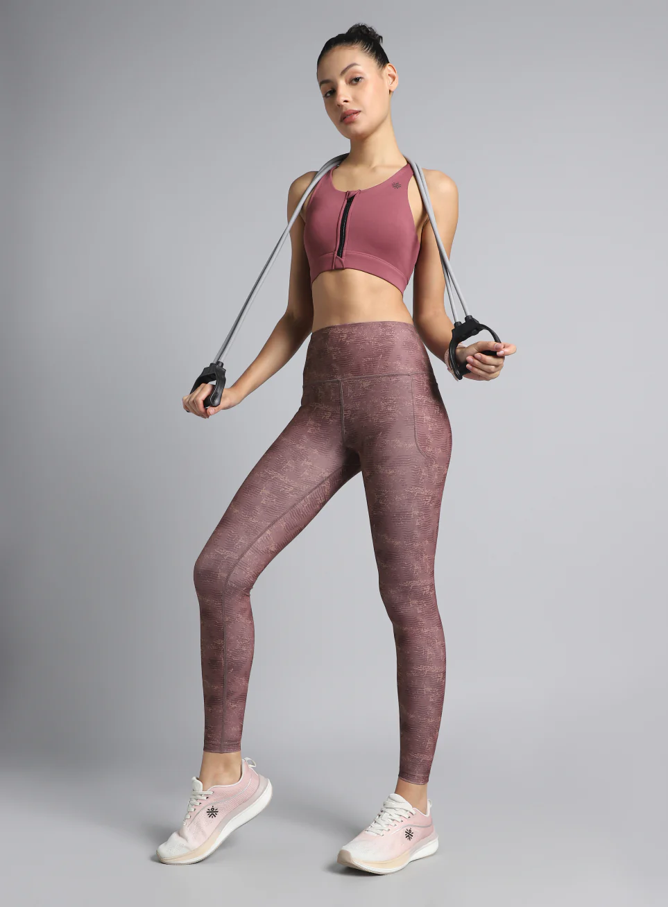 Women's Pink Printed Train All Day COMFlex Tights - Image 3