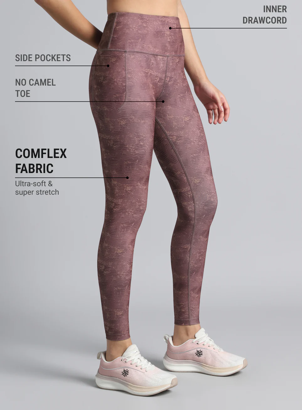 Women's Pink Printed Train All Day COMFlex Tights - Image 5