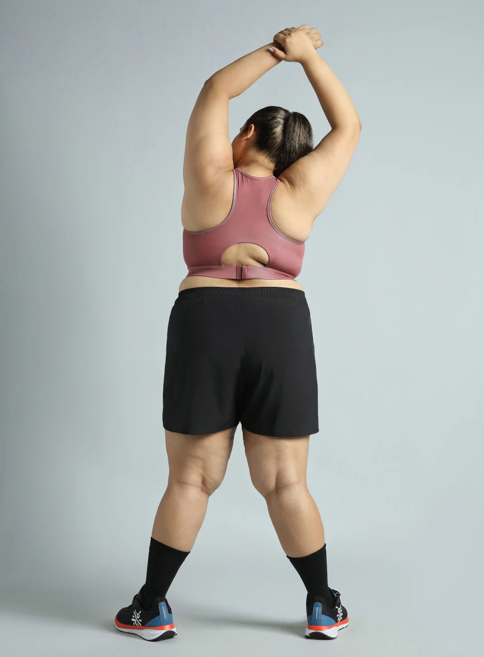 Women's PInk Racer Back Hook Running High Support Plus Size Sports Bra - Image 2