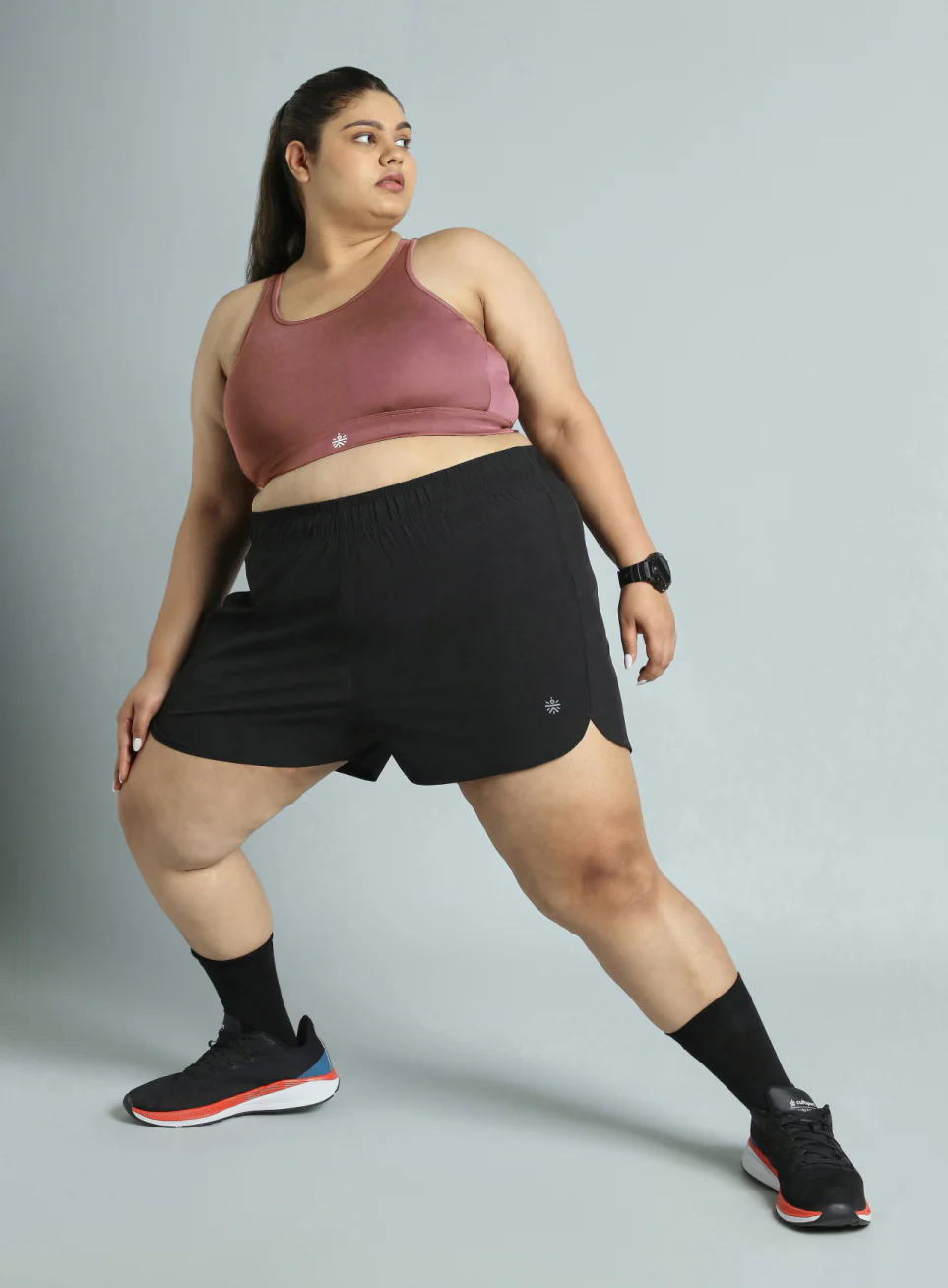 Women's PInk Racer Back Hook Running High Support Plus Size Sports Bra - Image 3