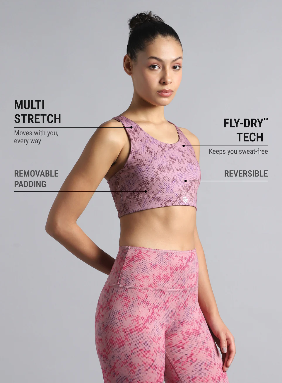 Women's Pink Reversible Yoga High Support Bra - Image 7