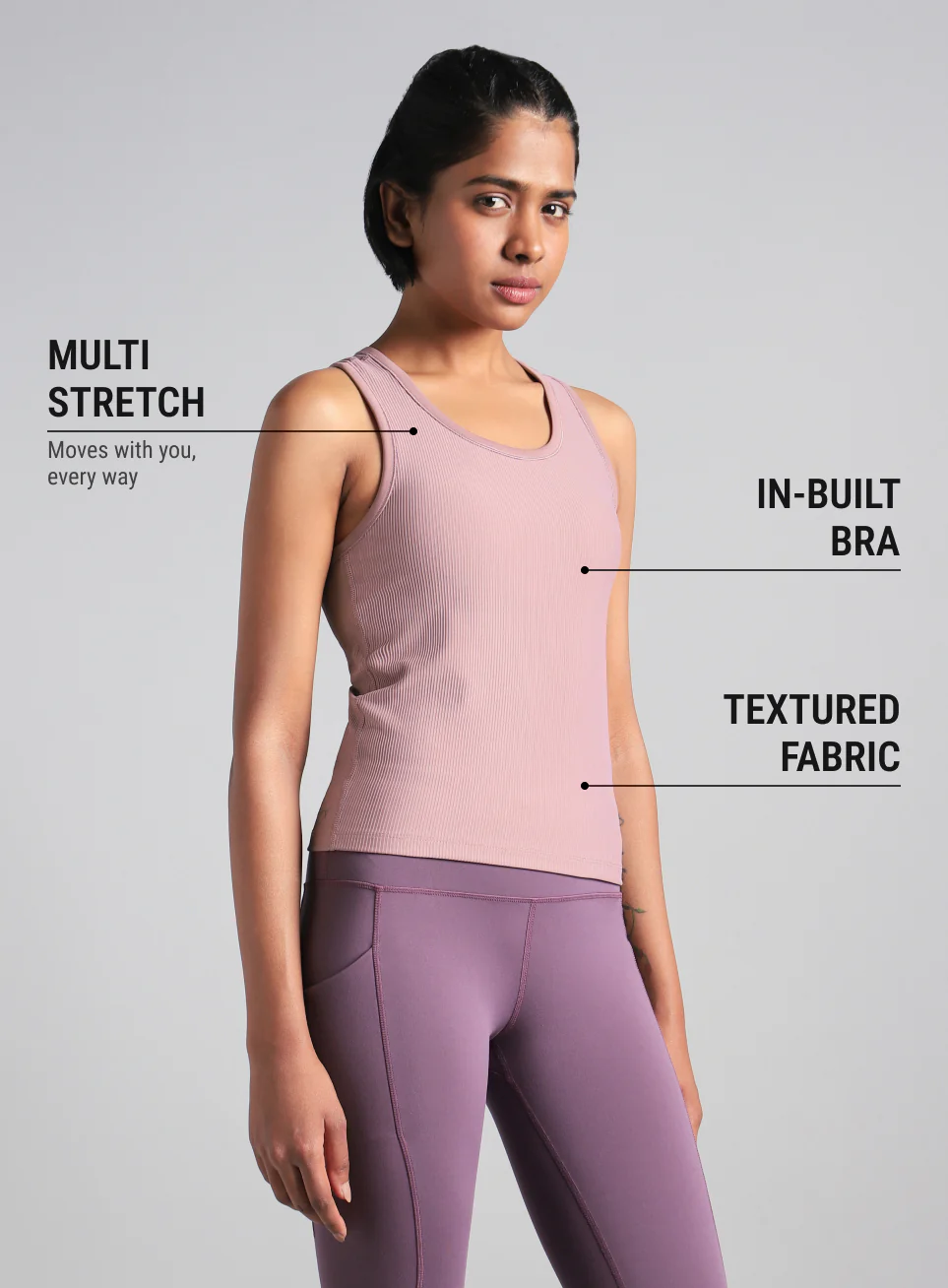 Women's Pink Run Built-In Tank Sports Bra - Image 5