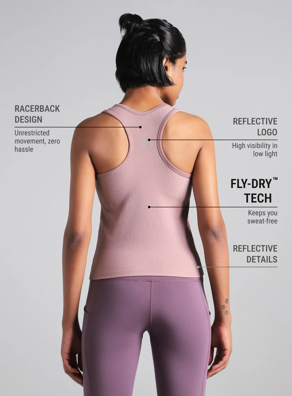 Women's Pink Run Built-In Tank Sports Bra - Image 6