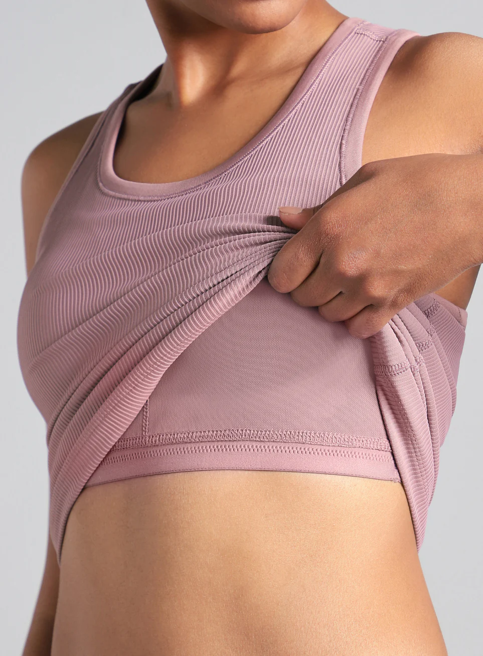 Women's Pink Run Built-In Tank Sports Bra - Image 7