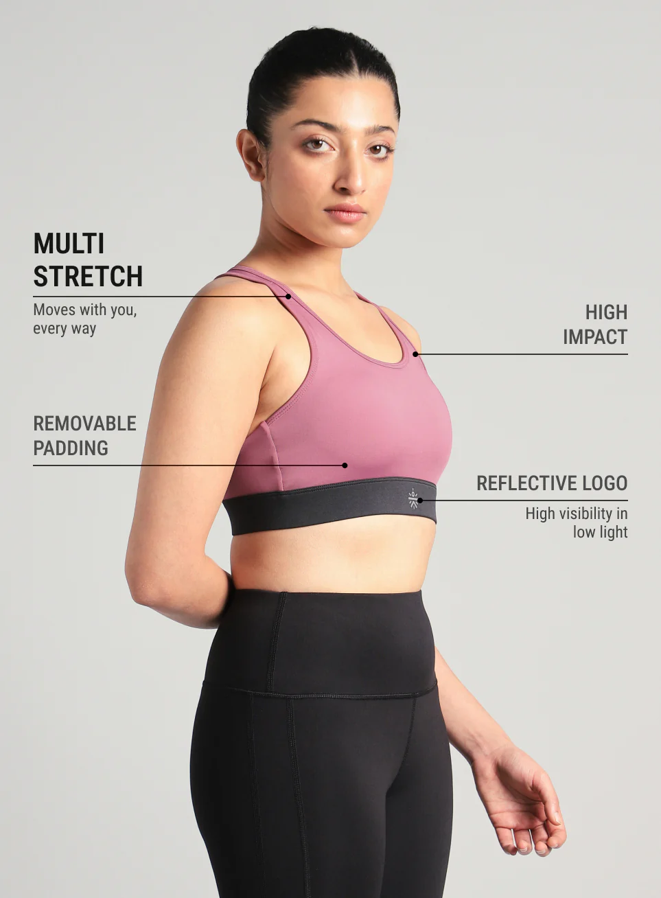 Women's Pink Run Forward High Support Bra - Image 5