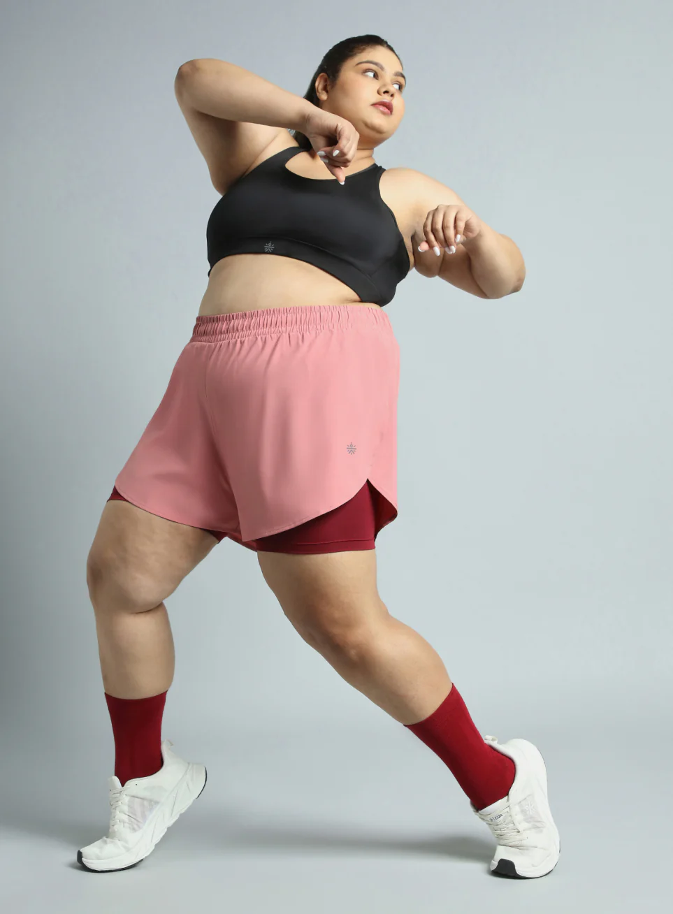 Women's Pink Running Essential Plus Size Built in Shorts - Image 2