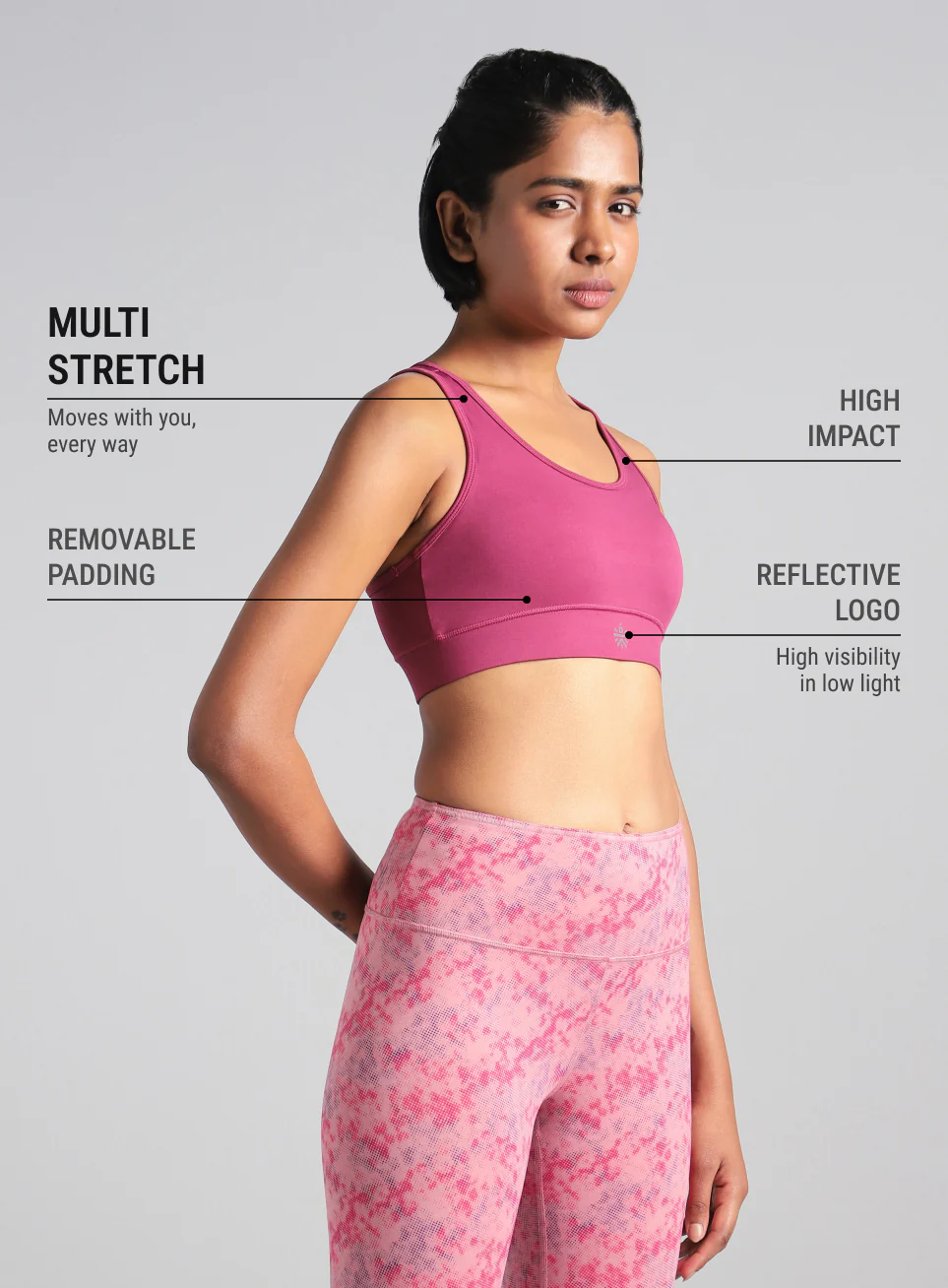 Women's Pink Running Pro High Support Bra - Image 5