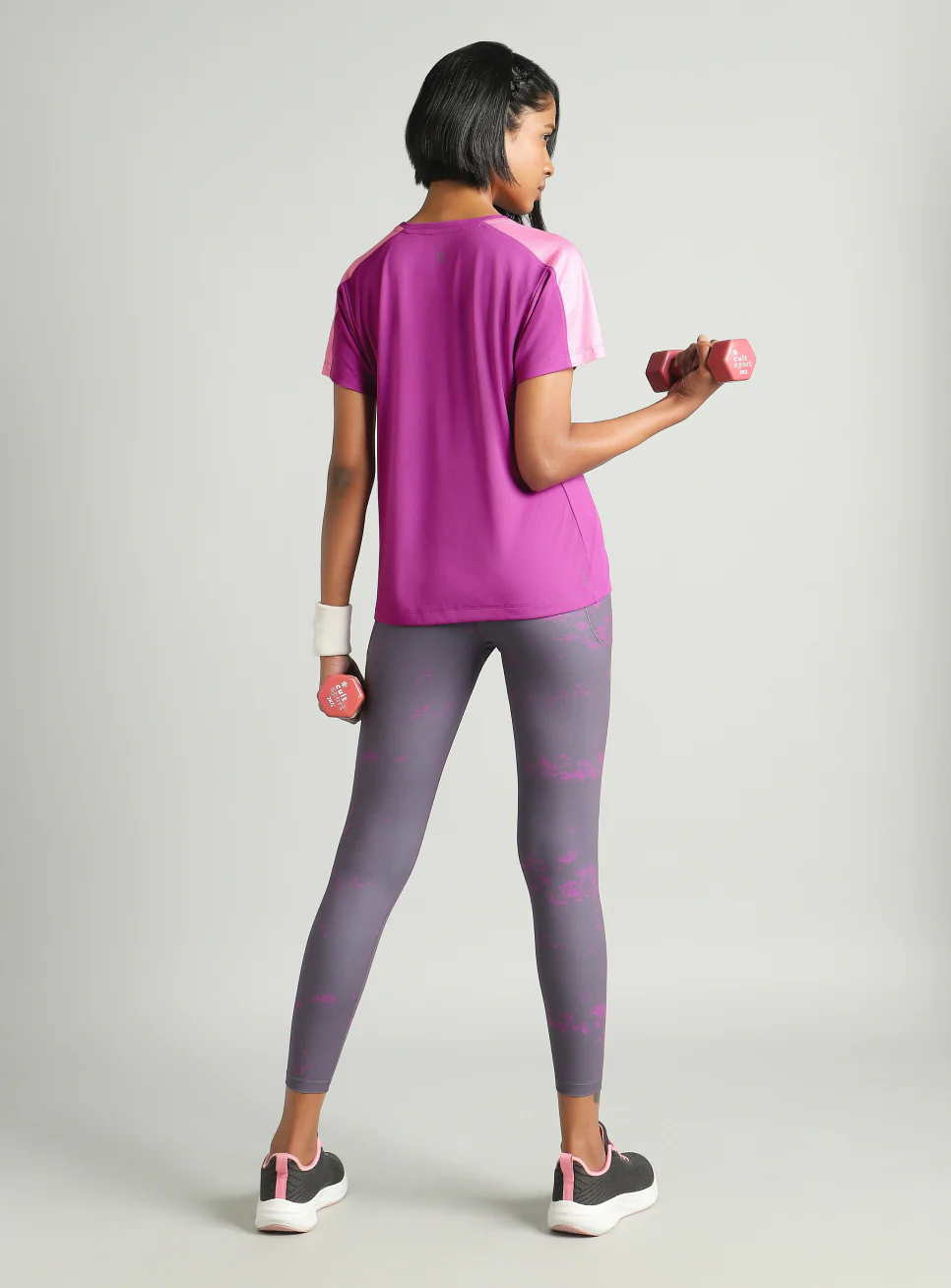 Women's Pink Shoulder Pop Active T-shirt - Image 3
