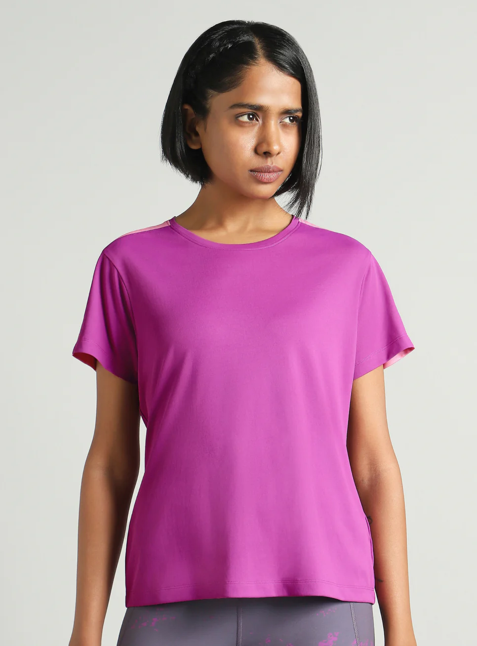 Women's Pink Shoulder Pop Active T-shirt - Image 4