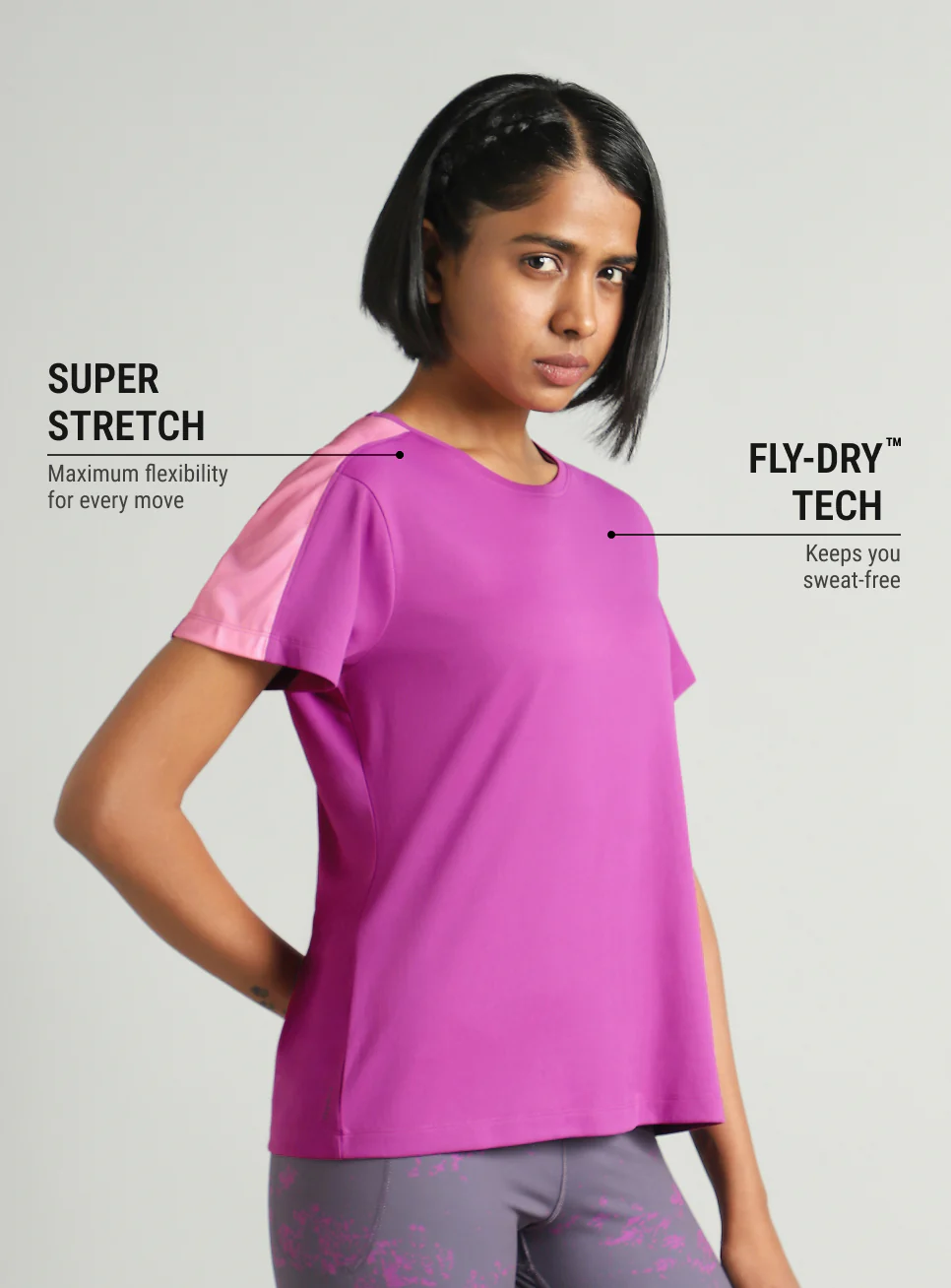 Women's Pink Shoulder Pop Active T-shirt - Image 5
