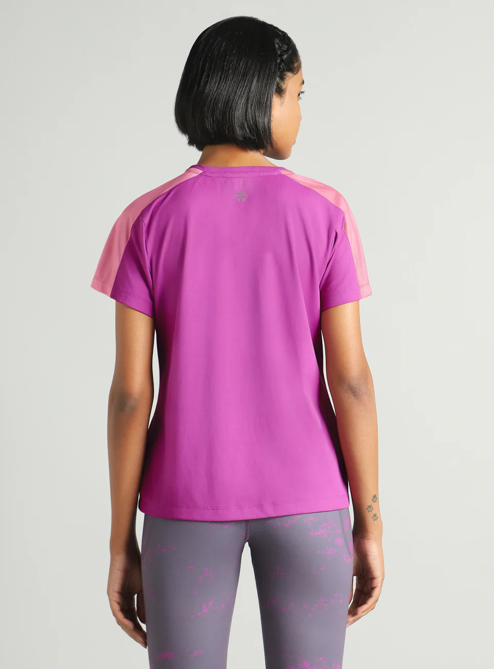 Women's Pink Shoulder Pop Active T-shirt - Image 6