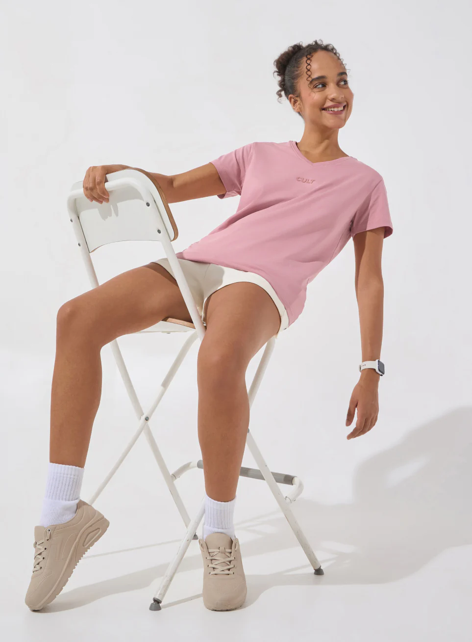 Women's Pink Soft Form V-Neck T-shirt - Image 3