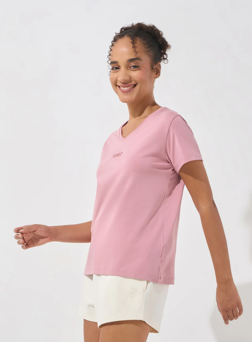 Women's Pink Soft Form V-Neck T-shirt - Image 5