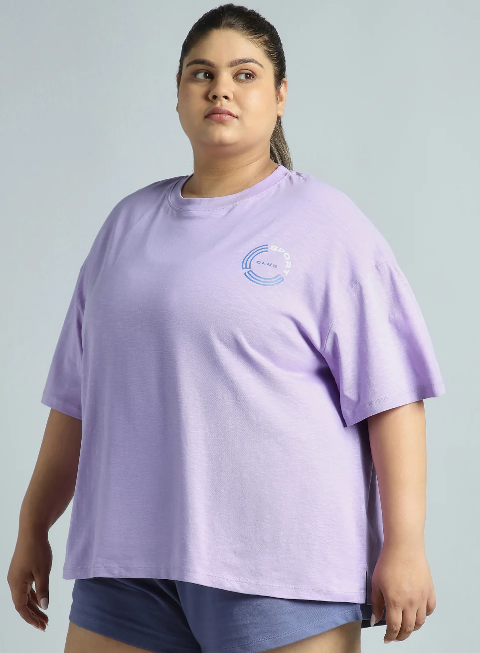 Women's Pink Sports Club Plus Size Oversized Fit T-shirt - Image 4