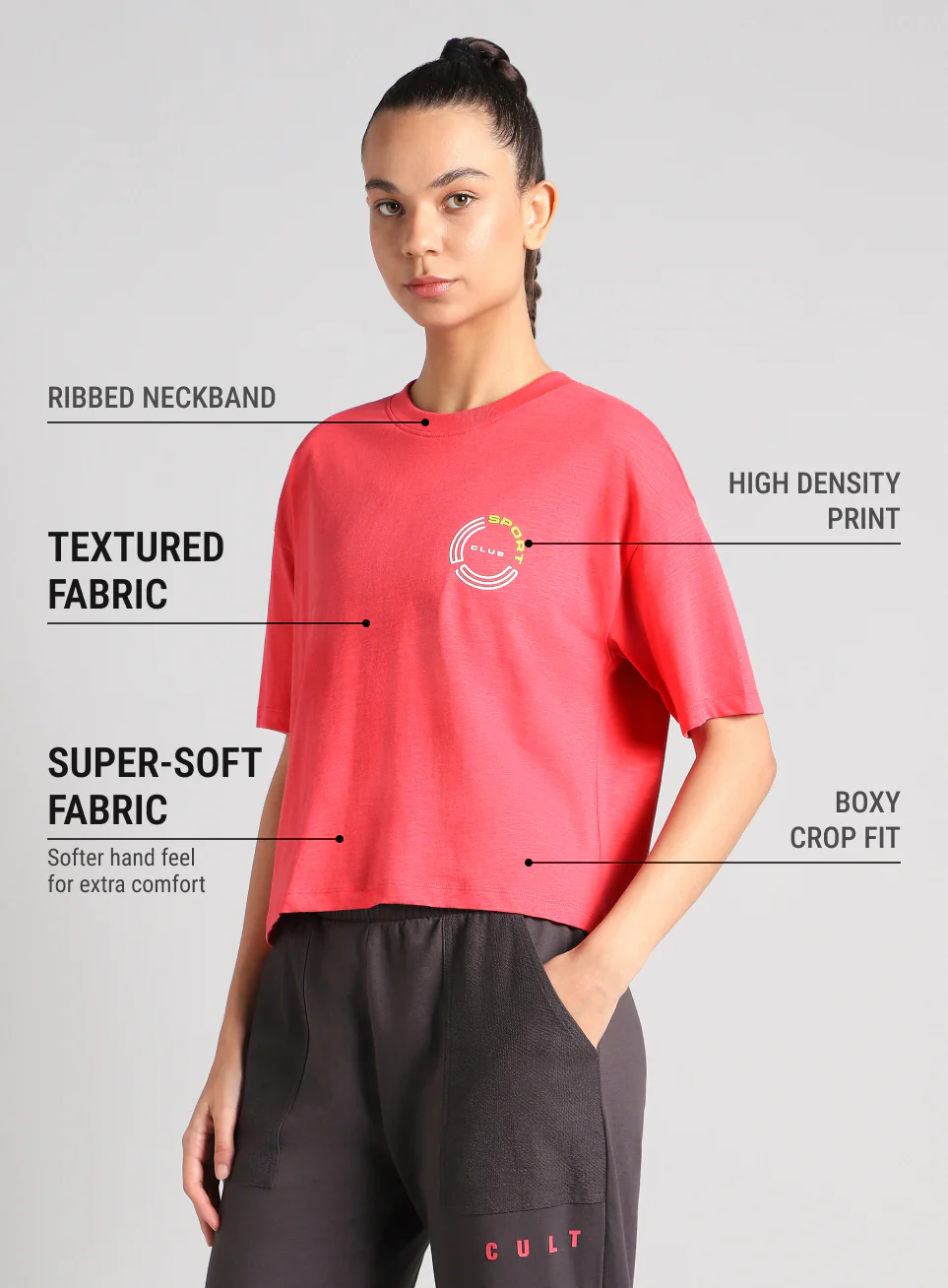 Women's Pink Sports Club T-shirt - Image 5