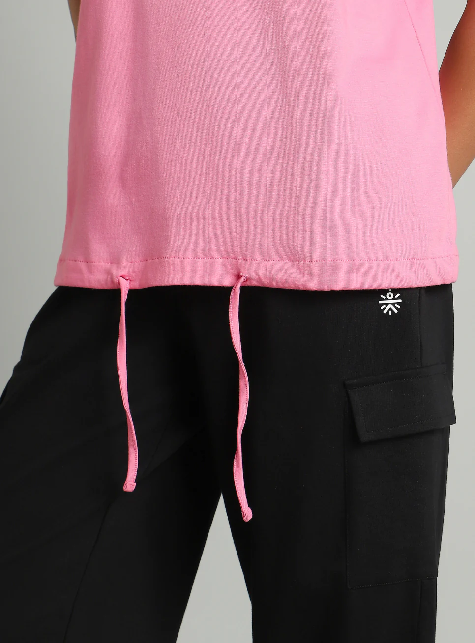 Women's Pink Tie Up Relaxed Fit T-shirt - Image 8