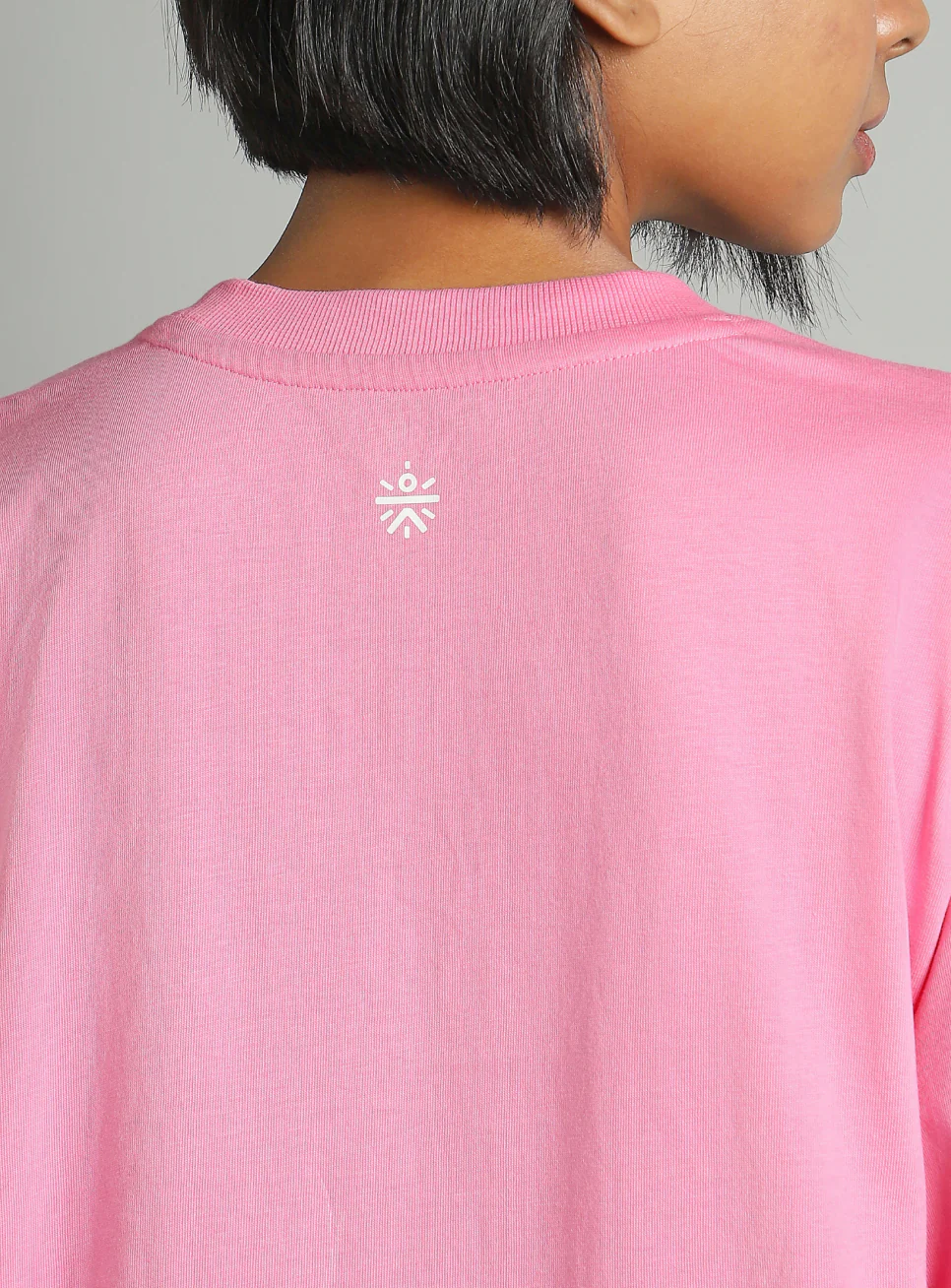 Women's Pink Tie Up Relaxed Fit T-shirt - Image 9
